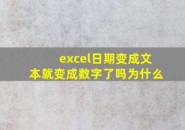 excel日期变成文本就变成数字了吗为什么