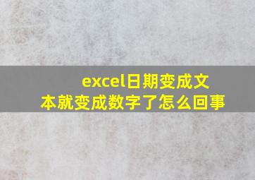 excel日期变成文本就变成数字了怎么回事