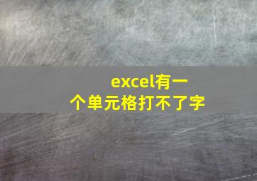 excel有一个单元格打不了字