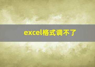 excel格式调不了