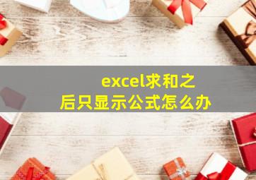 excel求和之后只显示公式怎么办