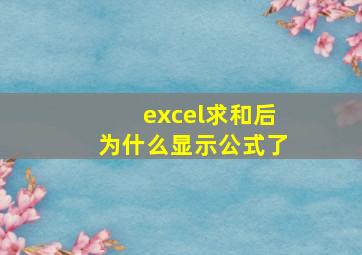 excel求和后为什么显示公式了