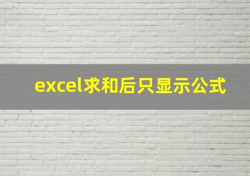 excel求和后只显示公式