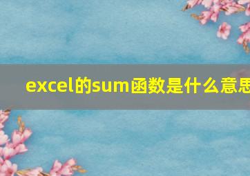 excel的sum函数是什么意思