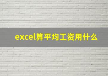 excel算平均工资用什么