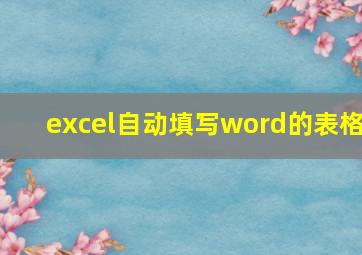 excel自动填写word的表格