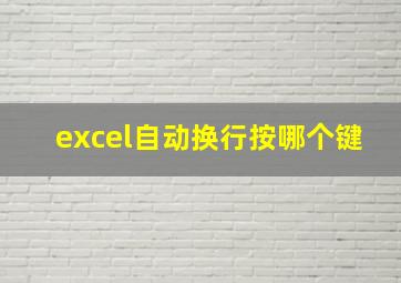 excel自动换行按哪个键