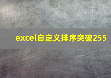 excel自定义排序突破255