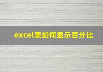 excel表如何显示百分比