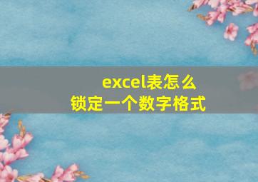 excel表怎么锁定一个数字格式