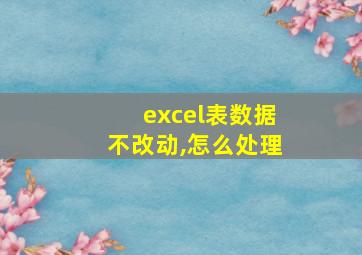 excel表数据不改动,怎么处理