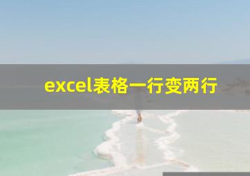 excel表格一行变两行