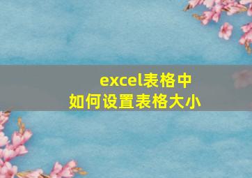 excel表格中如何设置表格大小