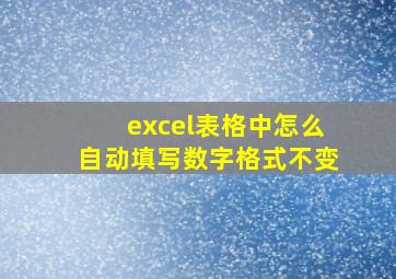 excel表格中怎么自动填写数字格式不变