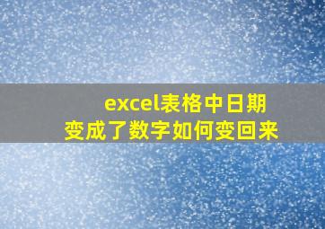 excel表格中日期变成了数字如何变回来