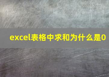 excel表格中求和为什么是0