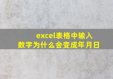 excel表格中输入数字为什么会变成年月日