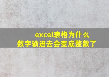 excel表格为什么数字输进去会变成整数了