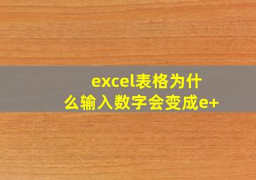 excel表格为什么输入数字会变成e+