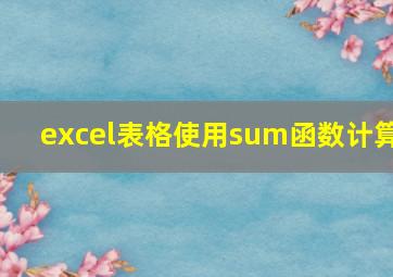 excel表格使用sum函数计算