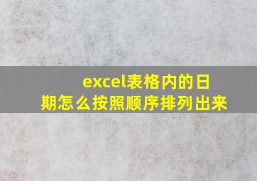 excel表格内的日期怎么按照顺序排列出来