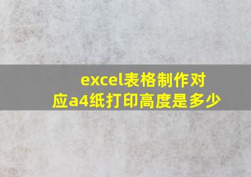 excel表格制作对应a4纸打印高度是多少