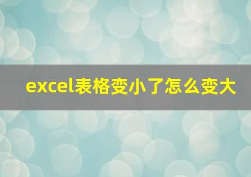 excel表格变小了怎么变大