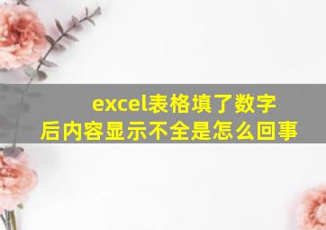 excel表格填了数字后内容显示不全是怎么回事