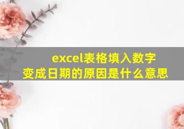 excel表格填入数字变成日期的原因是什么意思