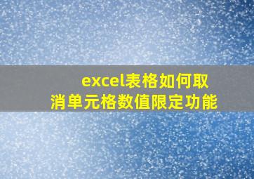 excel表格如何取消单元格数值限定功能