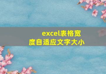 excel表格宽度自适应文字大小