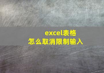 excel表格怎么取消限制输入