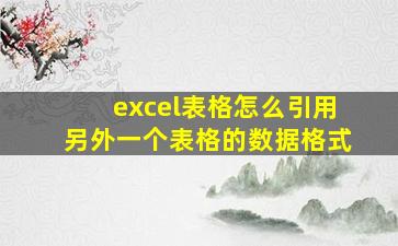 excel表格怎么引用另外一个表格的数据格式