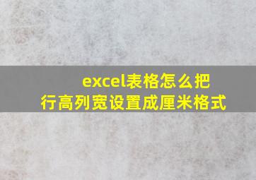 excel表格怎么把行高列宽设置成厘米格式