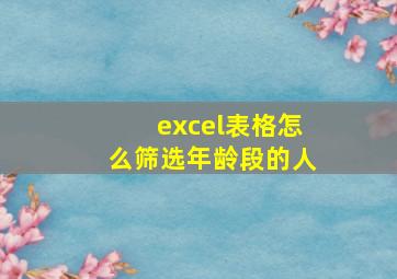 excel表格怎么筛选年龄段的人