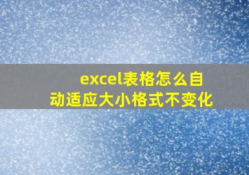 excel表格怎么自动适应大小格式不变化