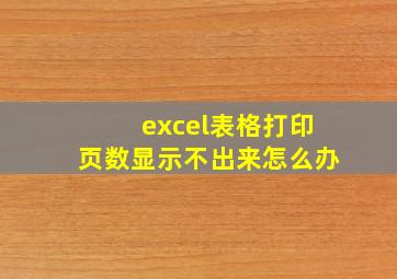 excel表格打印页数显示不出来怎么办