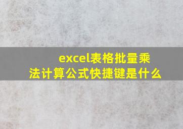 excel表格批量乘法计算公式快捷键是什么