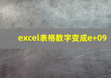 excel表格数字变成e+09