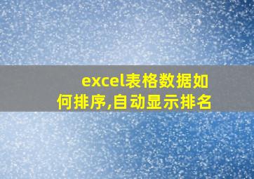 excel表格数据如何排序,自动显示排名