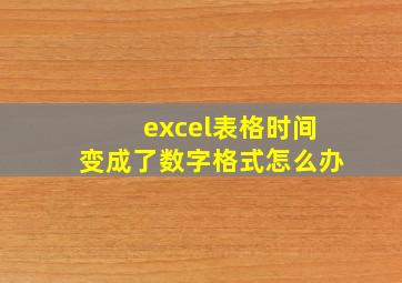 excel表格时间变成了数字格式怎么办