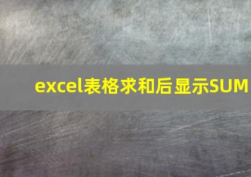 excel表格求和后显示SUM