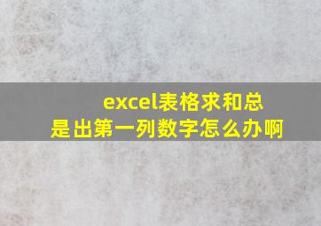 excel表格求和总是出第一列数字怎么办啊