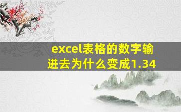 excel表格的数字输进去为什么变成1.34