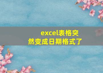 excel表格突然变成日期格式了