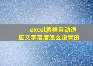 excel表格自动适应文字高度怎么设置的