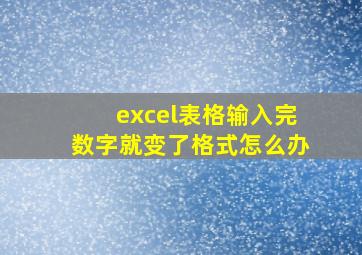 excel表格输入完数字就变了格式怎么办