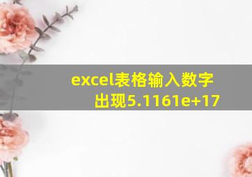 excel表格输入数字出现5.1161e+17