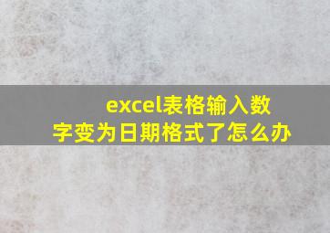 excel表格输入数字变为日期格式了怎么办