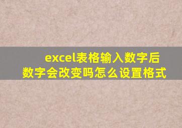 excel表格输入数字后数字会改变吗怎么设置格式